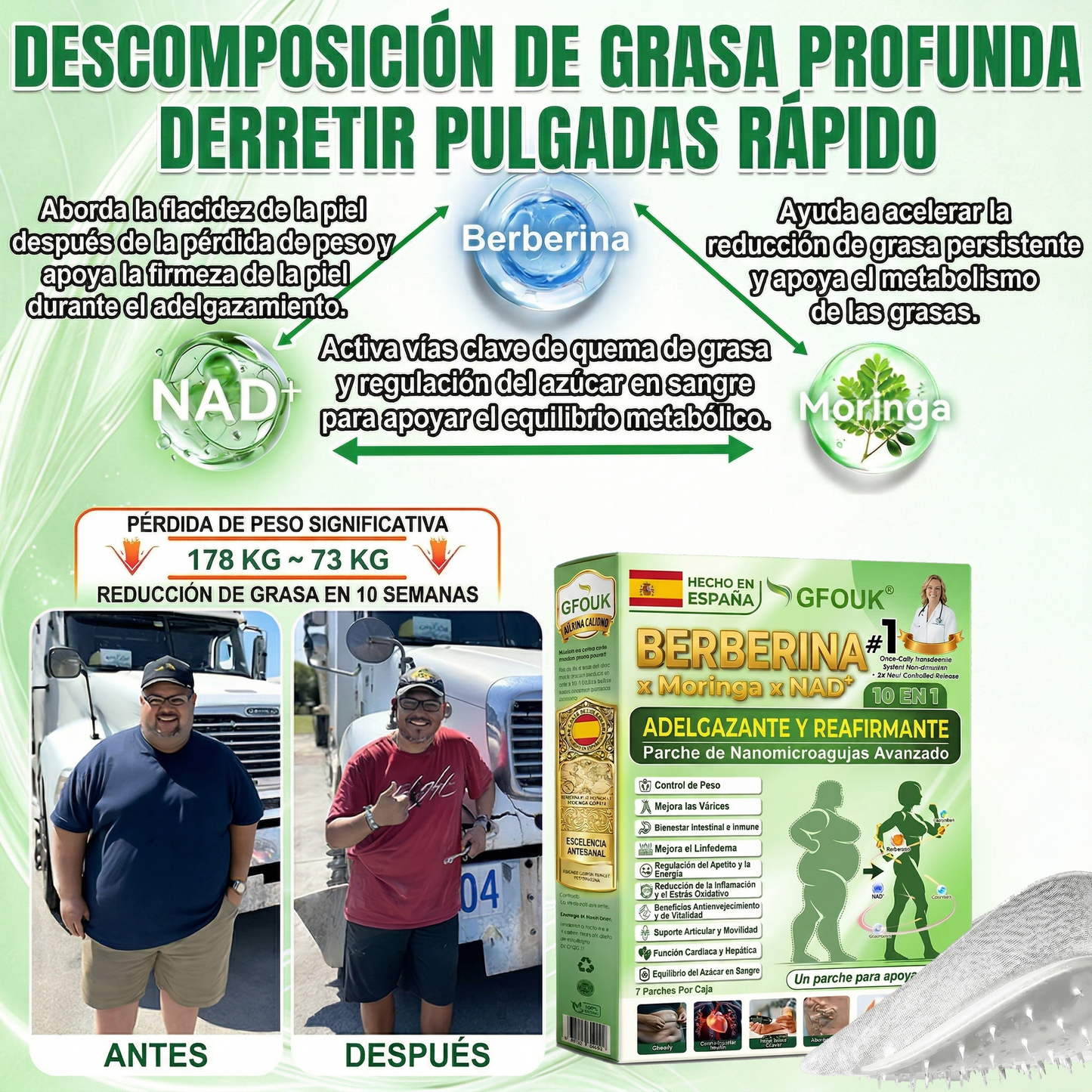 💥GFOUK® 𝐁𝐞𝐫𝐛𝐞𝐫𝐢𝐧𝐞 · Castaño de caballo × NAD+ 10 en 1 Parche Avanzado de Nano Microneedle — 🌿 Una vez al día, resultados visibles en 7 días (obesidad, piel flácida, diabetes, apnea del sueño, problemas articulares y más)👩⚕️