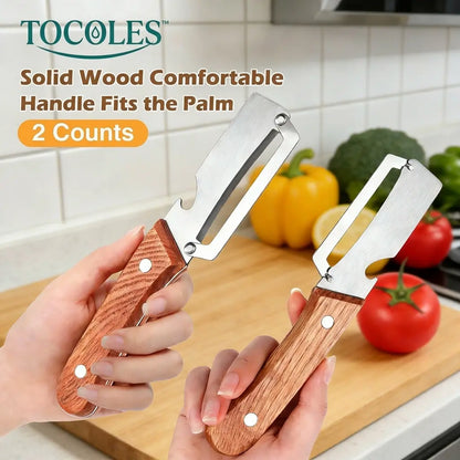 ivotero™ Pelador y rallador de acero inoxidable con mango de madera (Oferta)