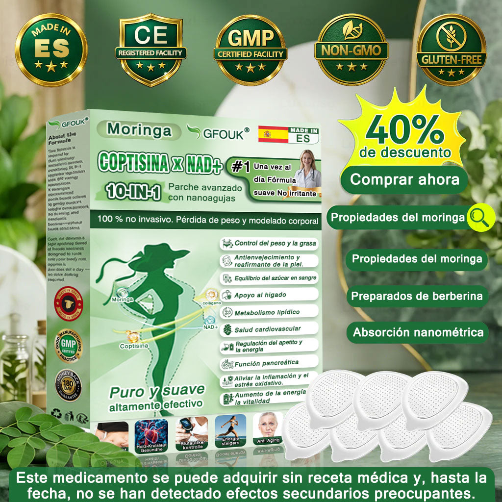 💎Conforme a la normativa aplicable en España y en la Unión Europea |  GFOUK® Moringa · Berberina × NAD+ Parche Avanzado de Nanomicroagujas 10 en 1 |  Respaldado por la ciencia | Fórmula 10 en 1 |  Resultados visibles en 7 días ✅