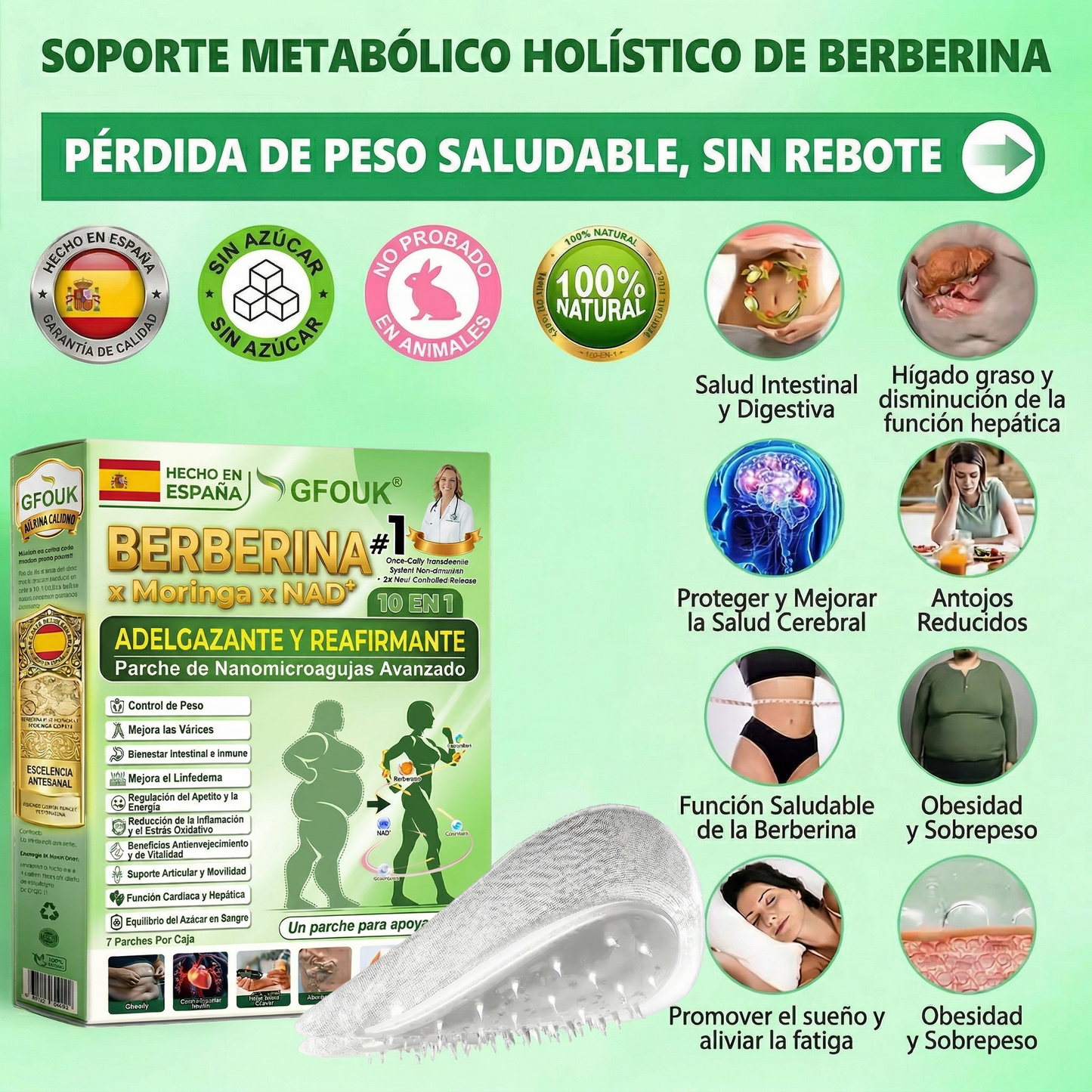 👑GFOUK® 𝐁𝐞𝐫𝐛𝐞𝐫𝐢𝐧𝐞 · Castaño de caballo × NAD+ 10 en 1 Parche Avanzado de Nano Microneedle — 👨‍⚕️ Una vez al día, resultados visibles en 7 días (obesidad, piel flácida, diabetes, apnea del sueño, problemas articulares y más)