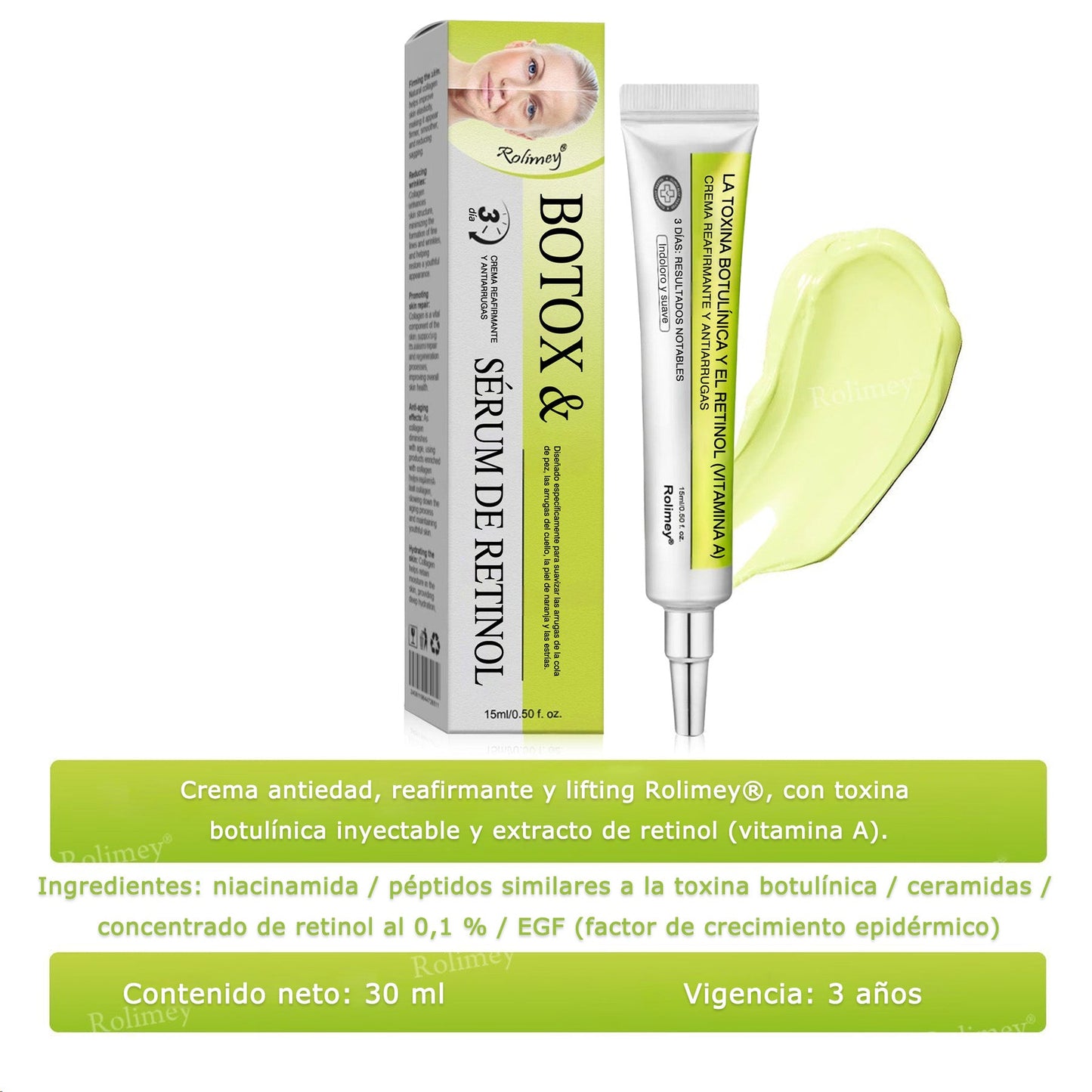 Fabricado y enviado desde España 👨‍⚕️Rolimey® Botox & Vita-A Retinol Shot Crema reafirmante y lifting antiarrugas - Promoción de último día 50% de descuento