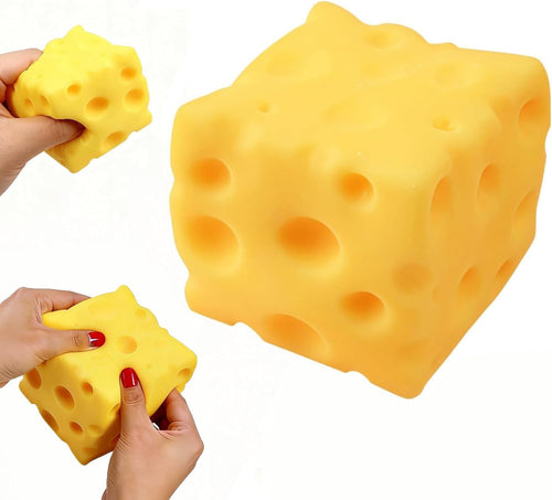 🧀 Bloque de Queso Antiestrés - Juguete moldeable amarillo con función para apretar
