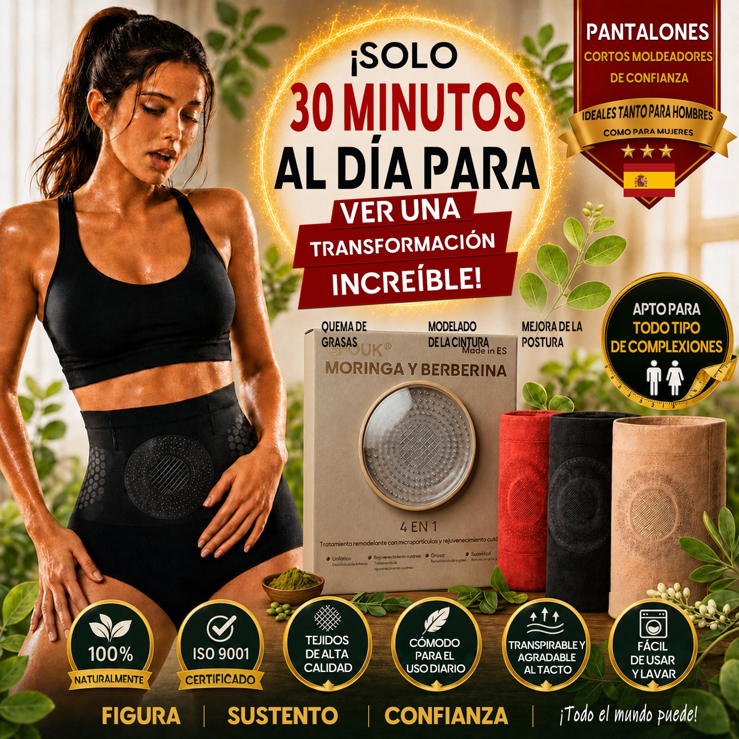 ✅✅GFOUK® 2026 Versión mejorada con hierbas naturales | 🎁 Shorts moldeadores 4 en 1 con moringa, berberina y micropartículas