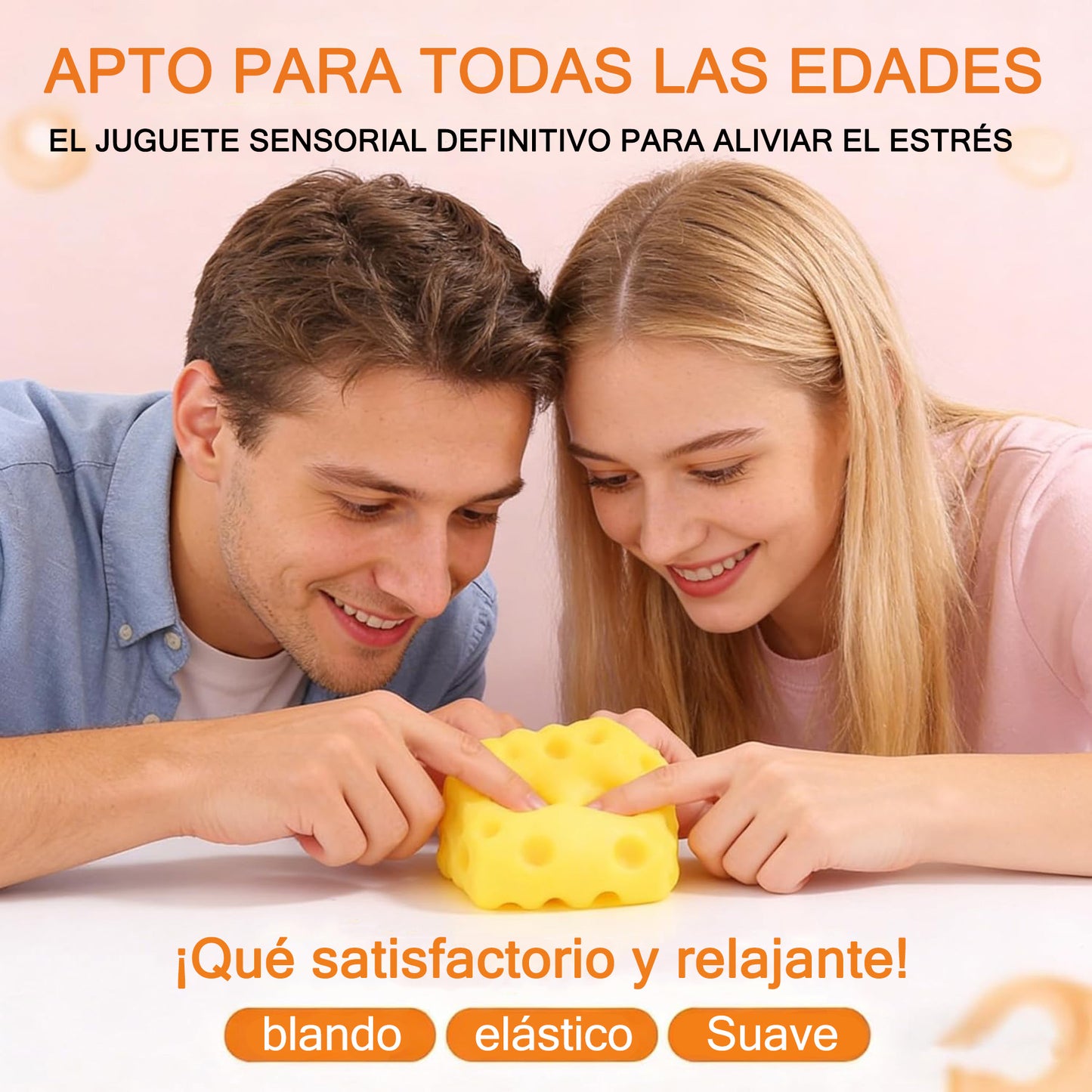 🧀 Bloque de Queso Antiestrés - Juguete moldeable amarillo con función para apretar