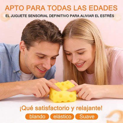 🧀 Bloque de Queso Antiestrés - Juguete moldeable amarillo con función para apretar