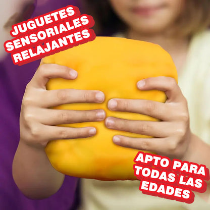 🧀 Bloque de Queso Antiestrés - Juguete moldeable amarillo con función para apretar