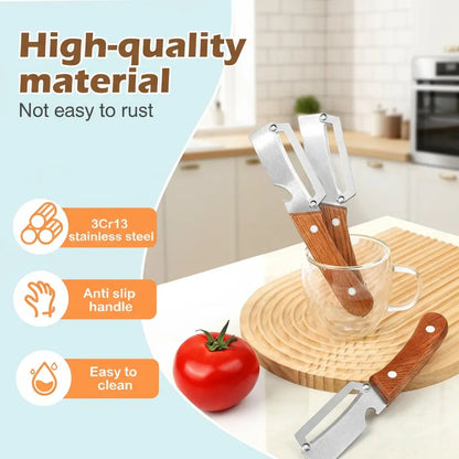 ivotero™ Pelador y rallador de acero inoxidable con mango de madera (Oferta)