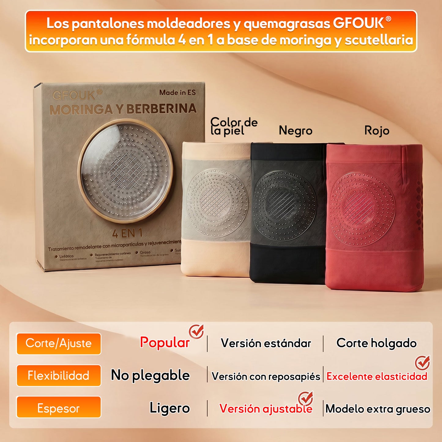 ✅✅GFOUK® 2026 Versión mejorada con hierbas naturales | 🎁 Shorts moldeadores 4 en 1 con moringa, berberina y micropartículas