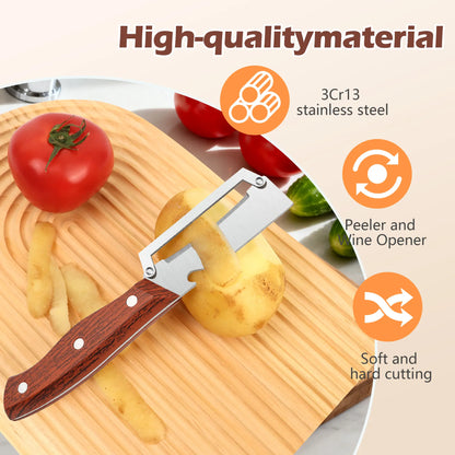ivotero™ Pelador y rallador de acero inoxidable con mango de madera (Oferta)